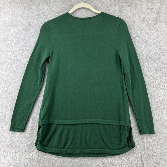 J Jill Sweater Women SP Green Knit Merino Wool Washable Tunic Crew Neck - Picture 7 of 14